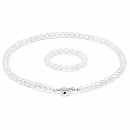 Kastehelminauha Vaalea 32+10cm sydänlukko - Kastehelmet - KH-1VALK32 - 1