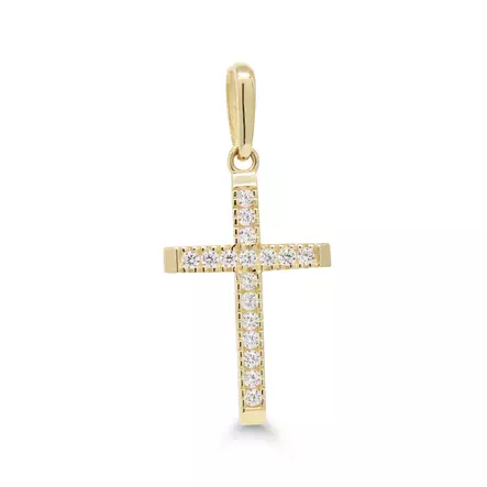 Keltakultainen Risti Zirkoneilla - Rippiristi kulta - 9K-65251Z - 1